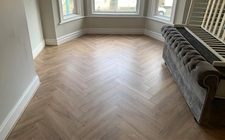 Solid oak hardwood flooring installed by LJB Carpentry in a Kent home