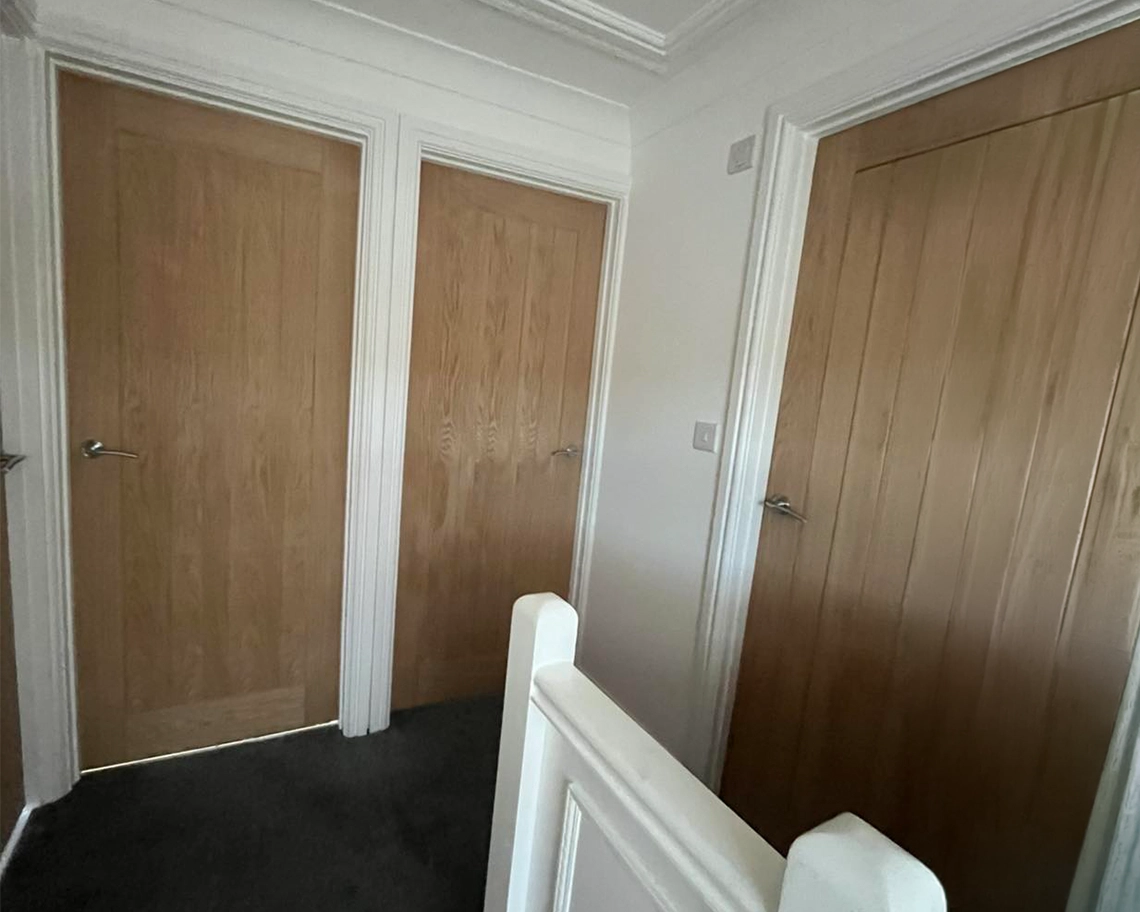 Solid internal doors in oak fitted by LJB Carpentry